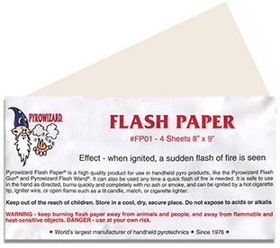 Flash Paper Sheets - 4 sheets 8"x9" ($10.25) - Theatre Effects ...